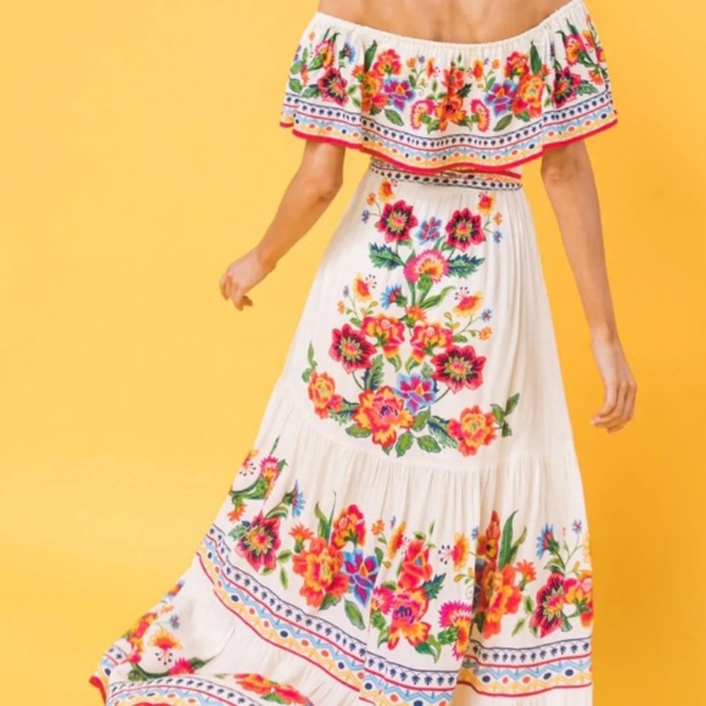 Flying Tomato Poetic Love Print Floral Maxi Dress Women's Size XL